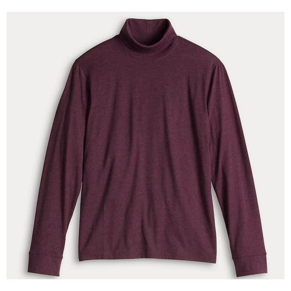 Apt. 9 Premier Flex Long Sleeve Mock Turtleneck Shirt Men’s Sz Large Maroon New